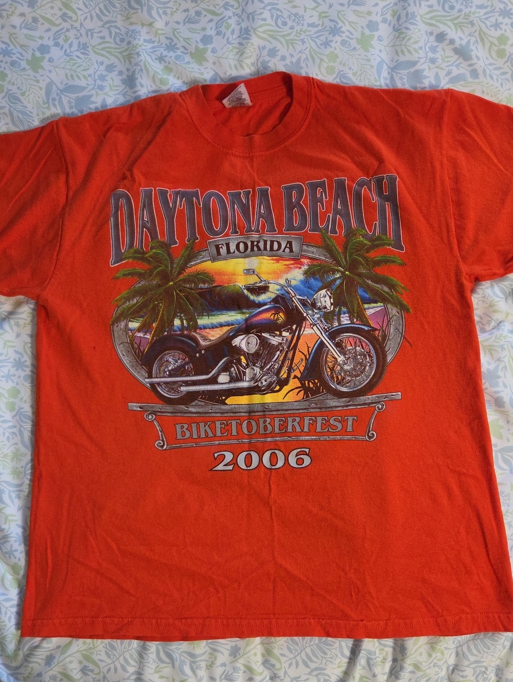 Jerzees Orange Daytona Beach Biketoberfest 2006 Motorcycle Graphic Tee